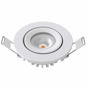 LED inbouwspot wit 450 lumen 5W 2700K breedstralend 60° 26mm hoog diameter 62mm kantelbaar IP54