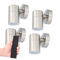4x Mason LED Wandlamp - Dimbaar - 4 Watt 345 lumen - IP44 Waterdicht - GU10 - 2700K Warm Wit - Binnen en buiten - RVS - Incl. dimmer met afstandsbediening - tuinverlichting