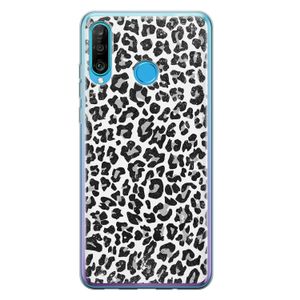 Huawei P30 Lite siliconen telefoonhoesje - Luipaard grijs