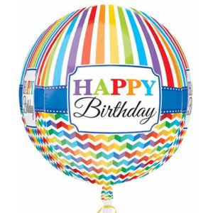 Folie ballon rond/orbz Happy Birthday 40 cm   -