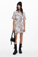 Jurk met getekende bloemen - WHITE - M