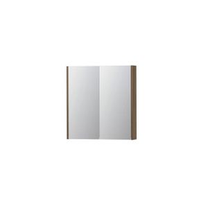 INK SPK2 Spiegelkast - 70x14x74cm - 2 deuren - dubbelzijdige Spiegel - schakelaar en stopcontact - MFC Zuiver eiken 1105170