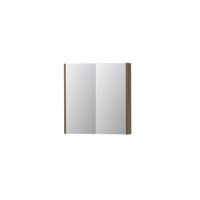 INK SPK2 Spiegelkast - 70x14x74cm - 2 deuren - dubbelzijdige Spiegel - schakelaar en stopcontact - MFC Zuiver eiken 1105170