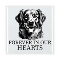 Herdenkings cadeau tegel - hondenliefhebber - Golden Retriever hond - zwart/wit - keramiek - 15 cm