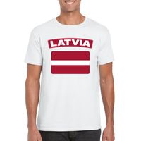 T-shirt met Letlandse vlag wit heren - thumbnail