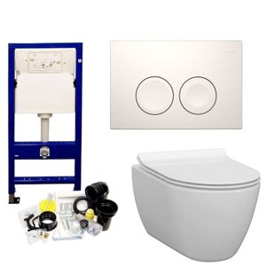 Geberit UP100 Toiletset set33 Idevit Alfa Randloos Keramiek Diepspoel 36x52x30cm met Delta drukplaat