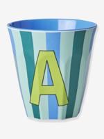 Gestreepte melamine mok LETTER A rice, medium 250 ml meerkleurig