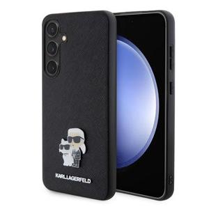 Samsung Galaxy S24+ Karl Lagerfeld Saffiano Metalen Karl en Choupette Hoesje - Zwart