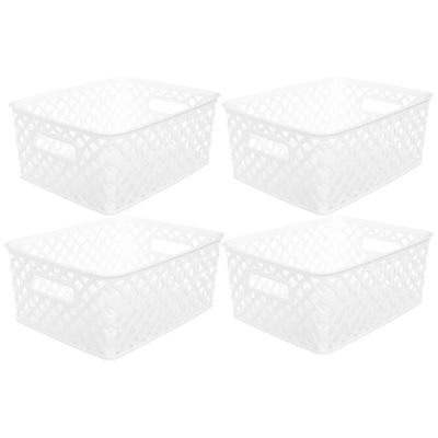 5Five Opbergmand/box van kunststof - 4x - wit - 19 x 25 x 10 cm - 4 liter