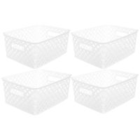 5Five Opbergmand/box van kunststof - 4x - wit - 19 x 25 x 10 cm - 4 liter