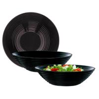 Luminarc Salade schaal/slakom - 3x - zwart - glas - Dia 27 cm - Schalen en kommen