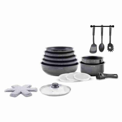 Kookgerei - Alle warmtebronnen inclusief inductie - ART & CUISINE - AC1824 - Aluminium - 18 stuks - Antiaanbaklaag - Afneembare handgreep