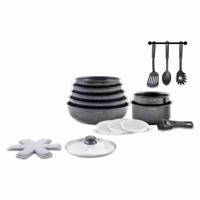Kookgerei - Alle warmtebronnen inclusief inductie - ART & CUISINE - AC1824 - Aluminium - 18 stuks - Antiaanbaklaag - Afneembare handgreep