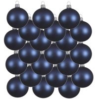 18x Glazen kerstballen mat donkerblauw 8 cm kerstboom versiering/decoratie   -