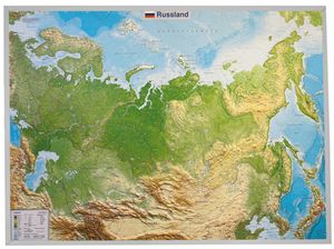 Reliëfkaart Rusland met voelbaar 3D reliëf 77 x 57 cm | GeoRelief