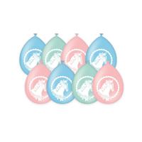 Party Ballonnen Paarden 8 Stuks Pastel Roze/Blauw/Groen - thumbnail