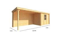 Blokhut met overkapping Els 650 cm bij 200 cm diep Lessenaarsdak - Warentuin collection