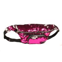 Pailletten taille tas dubbele kleur make-up tas zeemeermin portemonnees borst pack vrouwen meisje reizen mobiele telefoon tas (Rose rood)