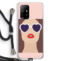 Red lips: Oppo A94 5G Transparant Hoesje met koord Red lips: Oppo A94 5G Transparant Hoesje met koord