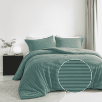 Dekbedovertrek Teddy Rib Zacht Groen Eenpersoons (140x200 Cm) Groen Microvezel Strepen Fresh And Co - Overtrek - 140x200 Cm (Eenpersoons) - - Dekbed-Discounter.nl