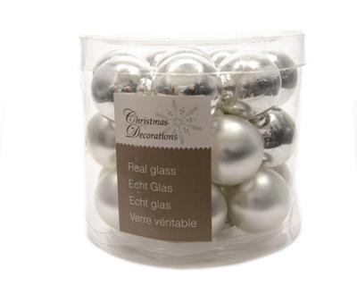 24 Glazen balletjes 25 mm zilver - Decoris