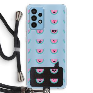 Smiley watermeloenprint: Samsung Galaxy A52 Transparant Hoesje met koord