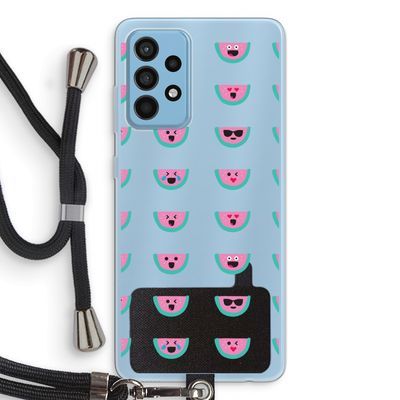 Smiley watermeloenprint: Samsung Galaxy A52 Transparant Hoesje met koord