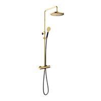 Hotbath Cobber Opbouw Regendoucheset Met Thermostaatkraan Met 30cm Ronde Hoofddouche en Ronde Handdouche Gepolijst Messing PVD