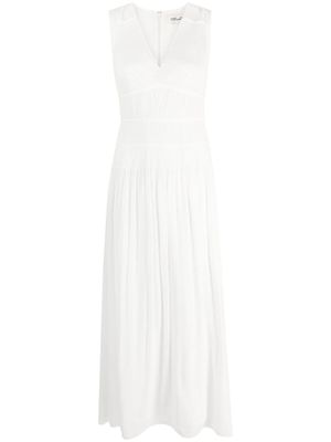 DVF Diane von Furstenberg robe longue sans manches à col v - Blanc