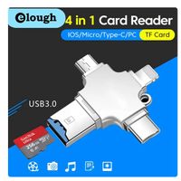 4 In 1 Kaartlezer - Usb 3.0 Naar Type C Adapter - Usb Naar Ios - Micro Tf Kaart - Converter voor Pc Iphone Samsung- Grijs - thumbnail