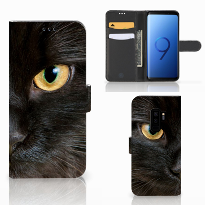 Samsung Galaxy S9 Plus | Telefoonhoesje | Met pasjeshouder | Zwarte Kat