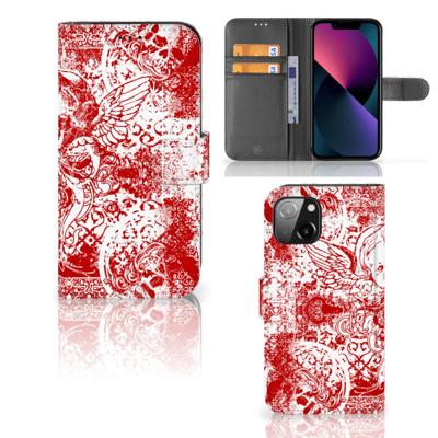 Telefoonhoesje met Naam Apple iPhone 13 Angel Skull Rood