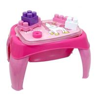 Dolu Eenhoorn Activiteitentafel + 30 Blokken Roze