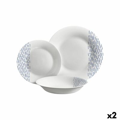 Serviesset Vivalto Blauw Wit Opaal glas Regen 18 Onderdelen (2 Stuks)