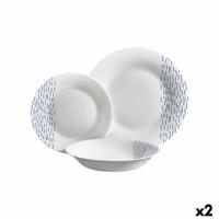 Serviesset Vivalto Blauw Wit Opaal glas Regen 18 Onderdelen (2 Stuks)