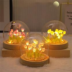 kunstmatige tulp bloem nachtlampje handgemaakte diy bedlampje led nachtlampje slaapkamer decor kerst verjaardagscadeautjes tafellamp Lightinthebox