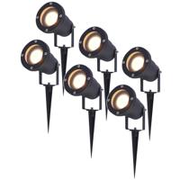 Set van 6 Sydney LED prikspots - Dimbaar - Kantelbaar - GU10 4 Watt 345 lumen - 2700K warm wit - IP65 Waterdicht - Zwart