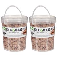 Deco steentjes - 2x pakjes - kiezels - terracotta - klein - 1,5 kg - Aquarium en plantenpot - vullin