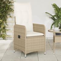 Tuinstoel verstelbaar met kussens poly rattan beige - thumbnail