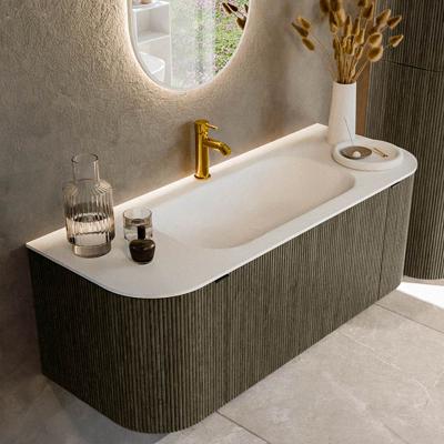 Badmeubel Mondiaz Kurve | 120 cm cm | Meubelkleur Shadow | Wastafelkleur Talc | Solid surface | Wasbak midden spoelbak | 1 kraangat