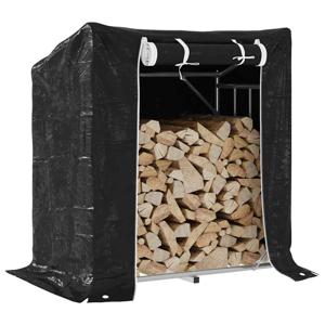 VidaXL Haardhoutrek met regenhoes 101x61x110,5 cm gegalvaniseerd staal