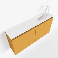 Toiletmeubel Mondiaz Ture | 100 cm | Meubelkleur Ocher | Eden wastafel Talc Rechts | 1 kraangat