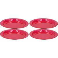 4x Ontbijtbordje rood 20 cm kinderservies van plastic/kunststof - thumbnail