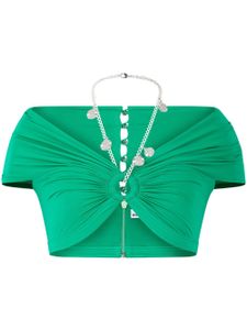 Rabanne soutien-gorge drapé à détail de chaine - Vert