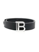 Balmain Kids ceinture en cuir à plaque logo - Noir