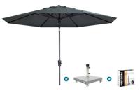 Madison Paros 2 Luxe stokparasol 3 m. rond - Grey met Sevilla voet en hoes Madison Paros 2 Luxe stokparasol 3 m. rond - Grey met Sevilla voet en hoes