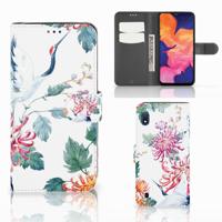 Samsung Galaxy A10 | Telefoonhoesje | Met pasjeshouder | Bird Flowers