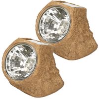 2x Tuinlampje Solar nepsteen bruin - LED licht tuin spotjes - lichtgevende stenen 11 x 12 cm 2x Tuinlampje Solar nepsteen bruin - LED licht tuin spotjes - lichtgevende stenen 11 x 12 cm