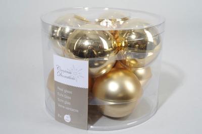 8 kerstballen licht goud glans-mat 70 mm - Ksd