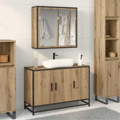 Badkamermeubelset 2 pcs artisanaal eikenkleurig 90 x 33 x 60 cm